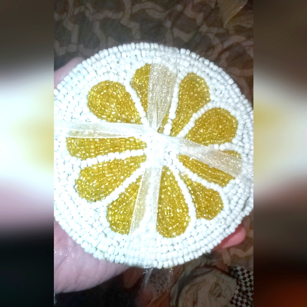 Beaded Lemon Coasters